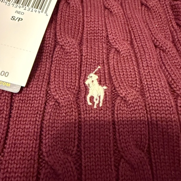 Polo Ralph Lauren Women's V-Neck Sweater - Deep Red - S - NWT - 100% Cotton - Picture 4 of 7